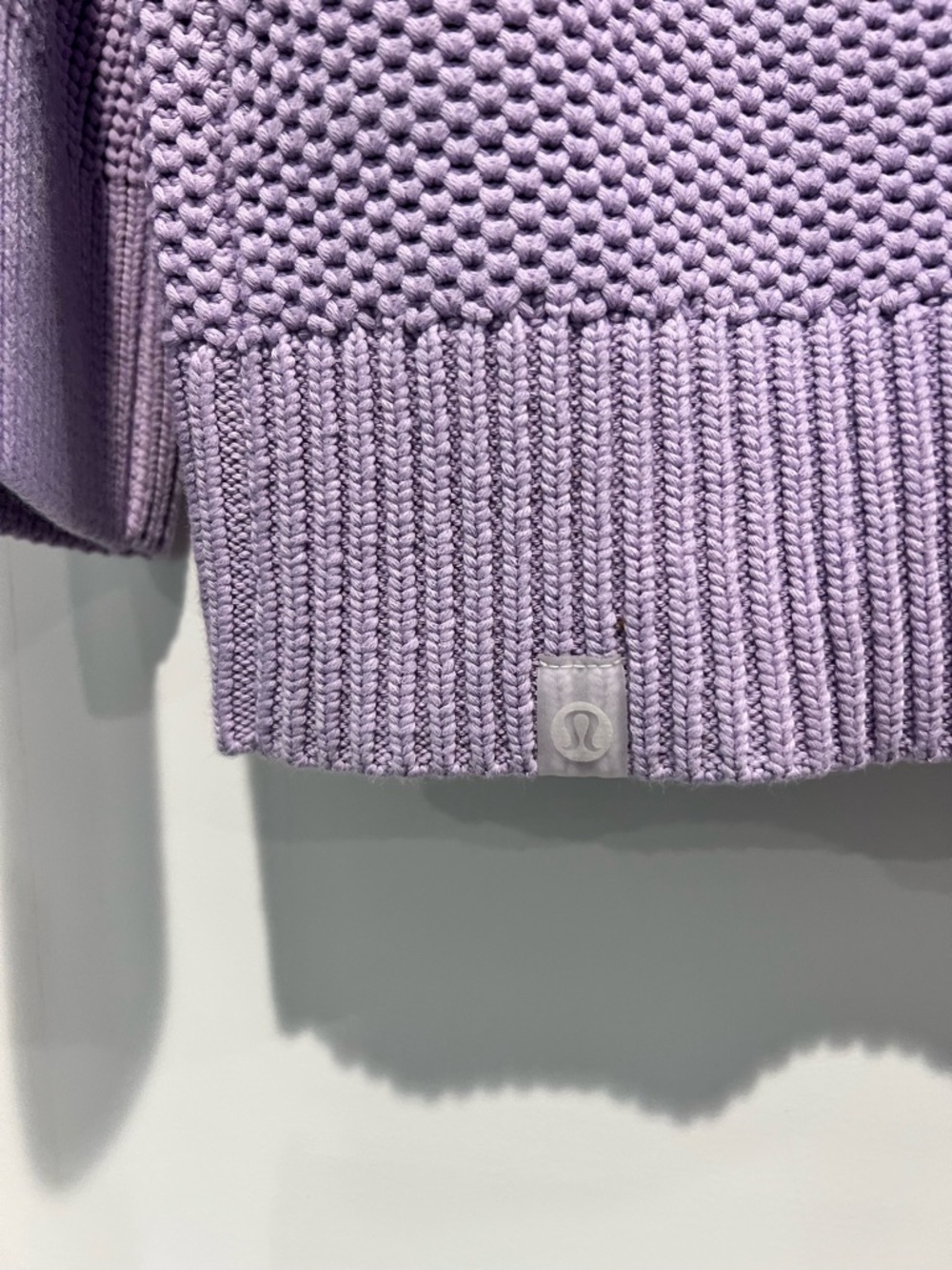 Lululemon Chunky Knit Crewneck Sweater XL Lavender Purple Cotton Blend W3HEIS - Picture 6 of 7